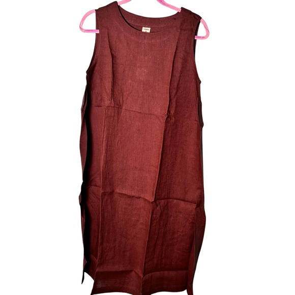 Lintico Sienna Linen Sleeveless‎ Dress Brown Casual Midi Women's Dress - Picture 2 of 8